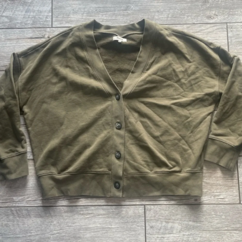 Madewell (Re)sourced Cotton Cardigan in Olive Green, Size S - Picture 4 of 6